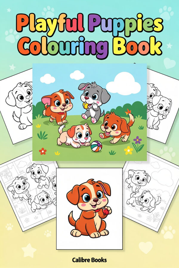 Playful Puppies Colouring Book
