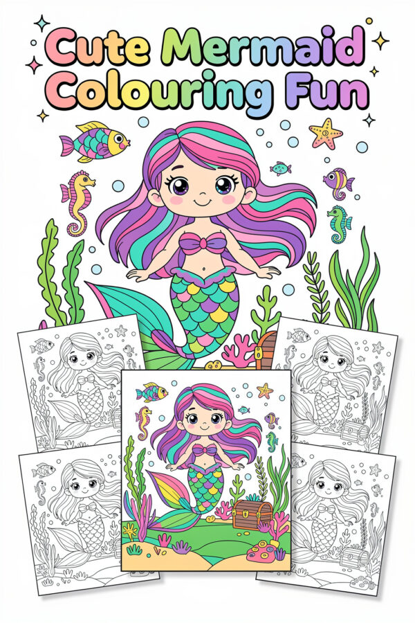 Cute Mermaid Colouring Fun